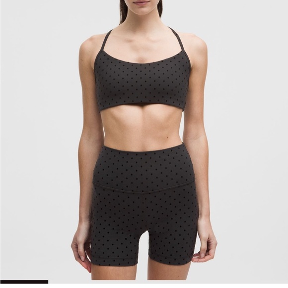lululemon athletica Pants - Lululemon Flocked Polka Dot Set – Flow Y Bra + Align HR Shorts (Hemmed 5”)|Black